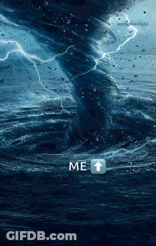 A Picture Of A Tornado In The Ocean With An Arrow Pointing To The Me Button GIF