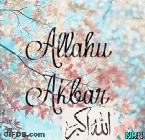 A Picture Of A Tree With Leaves And The Words `` Allahu Akbar '' Written On It . GIF