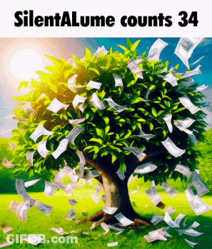 A Picture Of A Tree With Money Falling From It GIF