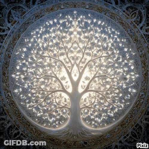 A Picture Of A Tree With Pixiz Written Under It GIF