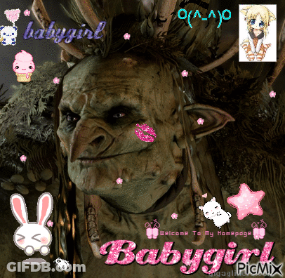 Troll With Babygirl Text GIF