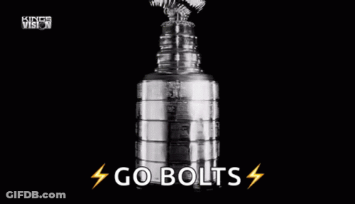 A Picture Of A Trophy With The Words Go Bolts Above It GIF