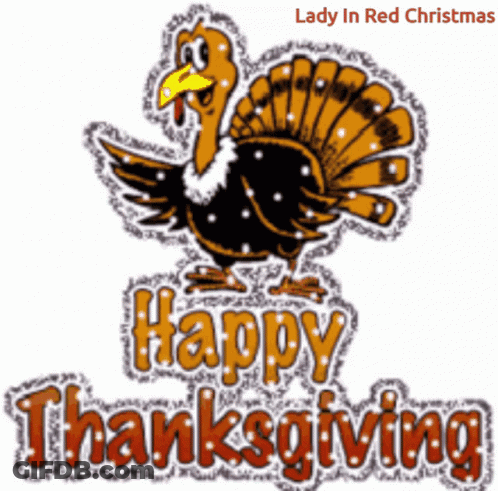 A Picture Of A Turkey With The Words Happy Thanksgiving GIF