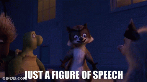 A Picture Of A Turtle A Raccoon And A Squirrel With Just A Figure Of Speech Written Below Them GIF