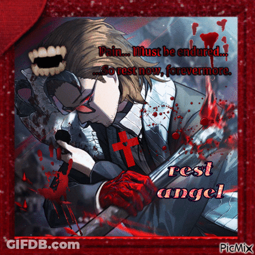 A Picture Of A Vampire With The Words Pain Must Be Endured On It GIF