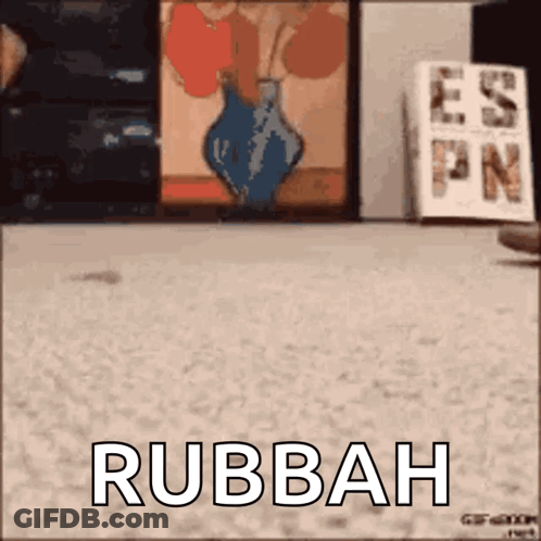 A Picture Of A Vase With The Words Rubbah Written On It GIF