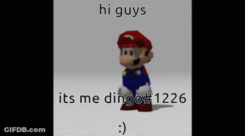 A Picture Of A Video Game Character With The Caption Hi Guys Its Me Dingo # 1226 GIF