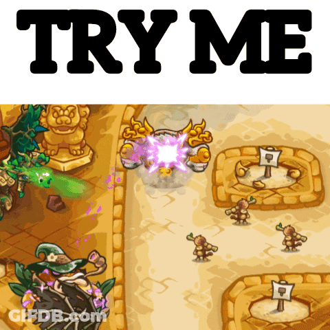 A Picture Of A Video Game With The Words " Try Me " Above It GIF