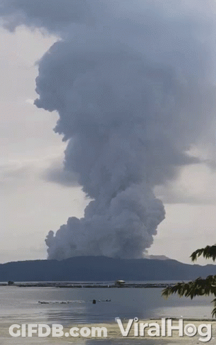 A Picture Of A Volcano With The Words Viralhog On The Bottom GIF