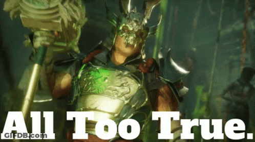 A Picture Of A Warrior With The Words All Too True On The Bottom GIF