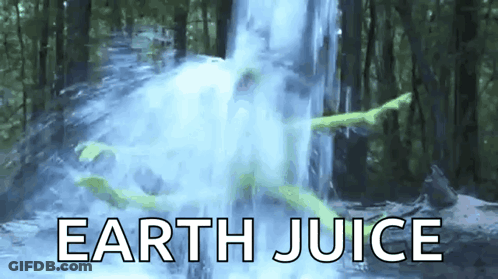 A Picture Of A Waterfall With The Words Earth Juice GIF