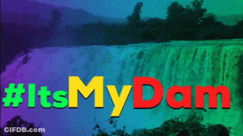 A Picture Of A Waterfall With The Words Itsmydam GIF