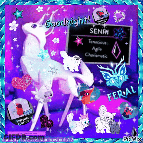 A Picture Of A White Deer With The Words Goodnight On It GIF