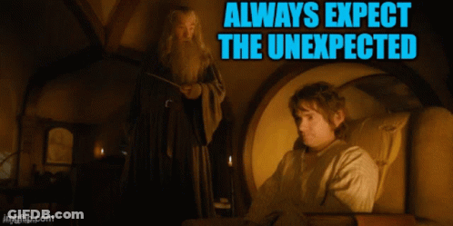 A Picture Of A Wizard And A Man With The Words Always Expect The Unexpected Below Them GIF