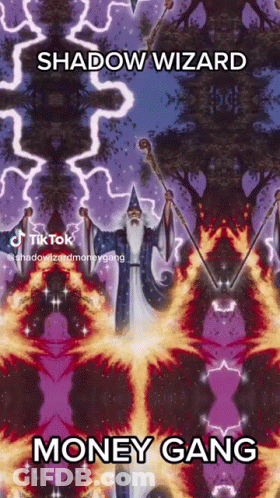 A Picture Of A Wizard With The Words Shadow Wizard Money Gang Below It GIF
