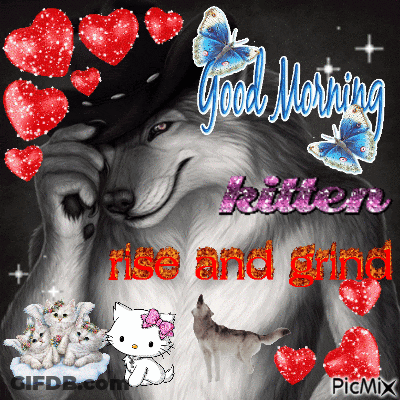 A Picture Of A Wolf Saying Good Morning Kittens GIF