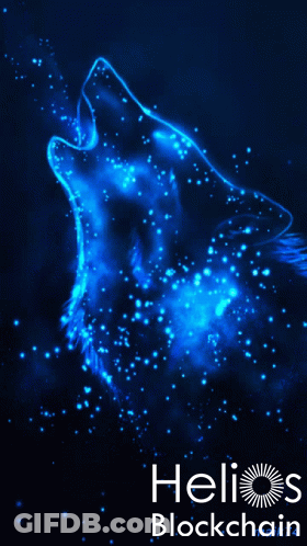 A Picture Of A Wolf With Helios Blockchain Written On It GIF