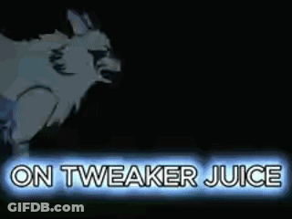 A Picture Of A Wolf With The Words On Tweaker Juice GIF