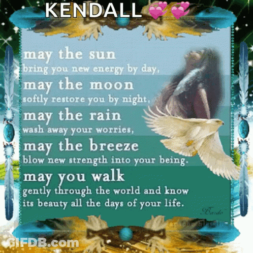 A Picture Of A Woman And An Eagle With The Name Kendall GIF