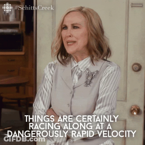 A Picture Of A Woman From Schitt 'S Creek GIF