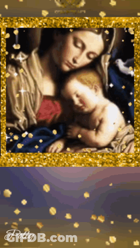 A Picture Of A Woman Holding A Baby With The Name Polly On The Bottom Right GIF