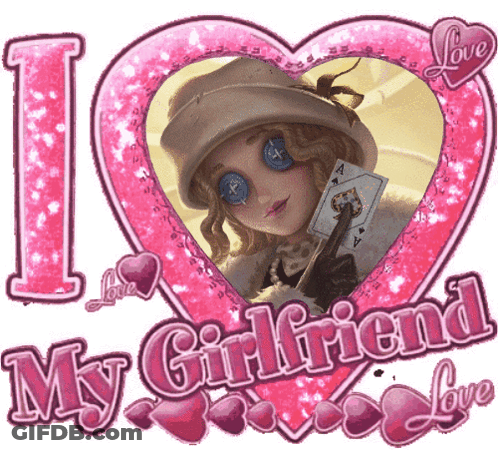A Picture Of A Woman Holding A Card With The Words " I Love My Girlfriend " Below It GIF