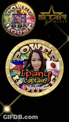 A Picture Of A Woman In A Circle That Says ' Ipang Captain ' On It GIF