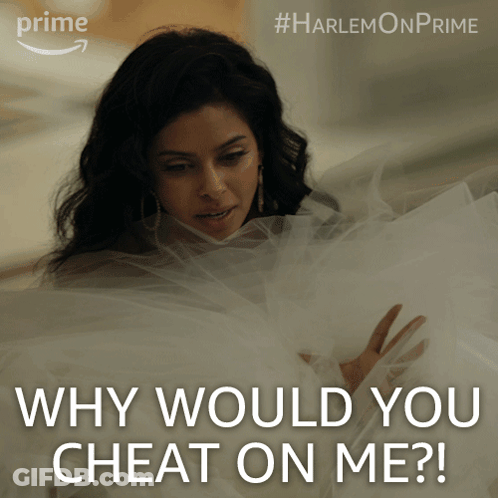A Picture Of A Woman In A White Dress With The Caption Why Would You Cheat On Me GIF