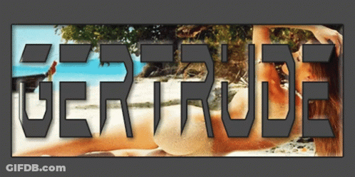 A Picture Of A Woman Laying On A Beach With The Word Vertrue Written Above Her GIF