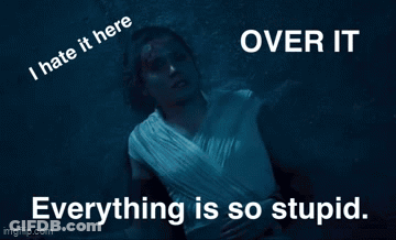 A Picture Of A Woman Laying On The Ground With The Words " I Hate It Here Over It Everything Is So Stupid " GIF