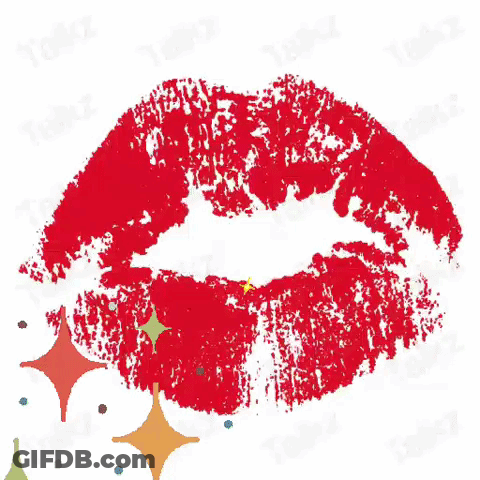 A Picture Of A Woman 'S Lips With Hearts Around It And The Words " Muah Muah " GIF