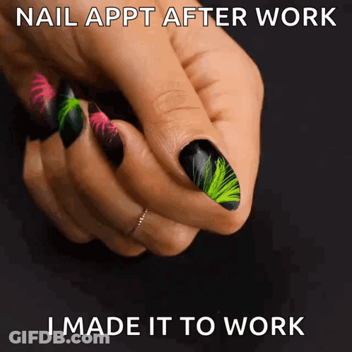 Woman's Nails With Nail Appointment Caption GIF