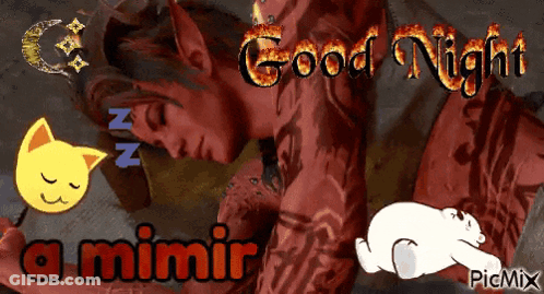A Picture Of A Woman Sleeping With The Words Good Night A Mimir On It GIF