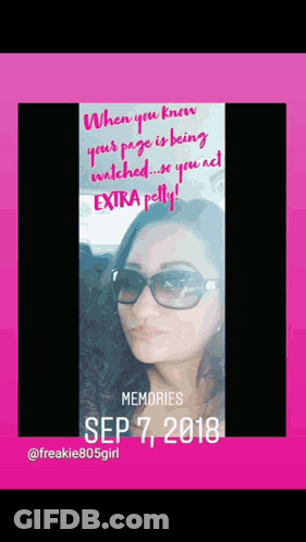 A Picture Of A Woman Wearing Sunglasses And A Quote About Memories GIF