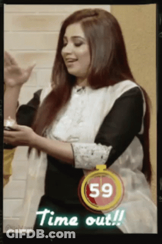 A Picture Of A Woman With A 59 Second Timer Behind Her GIF
