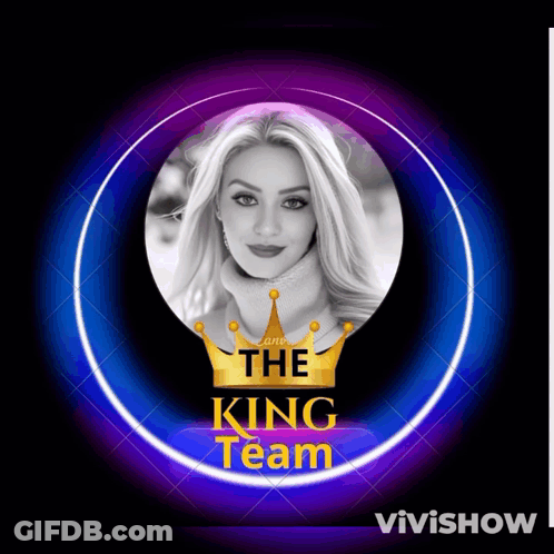 A Picture Of A Woman With A Crown And The Words The King Team GIF
