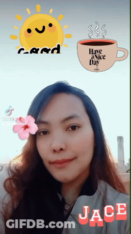 A Picture Of A Woman With A Cup Of Coffee That Says Have A Nice Day On It GIF