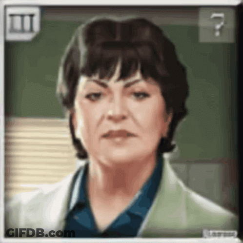 A Picture Of A Woman With A Question Mark On The Bottom Right GIF