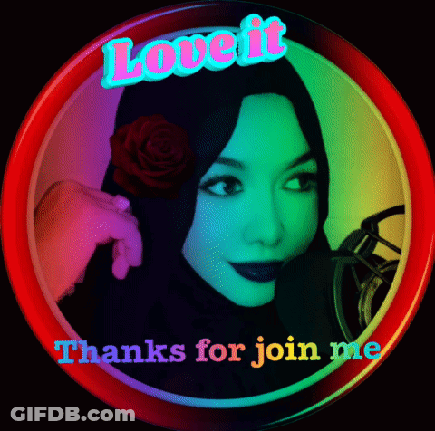 A Picture Of A Woman With A Rose In Her Hair With The Words Love It Thanks For Joining Me GIF