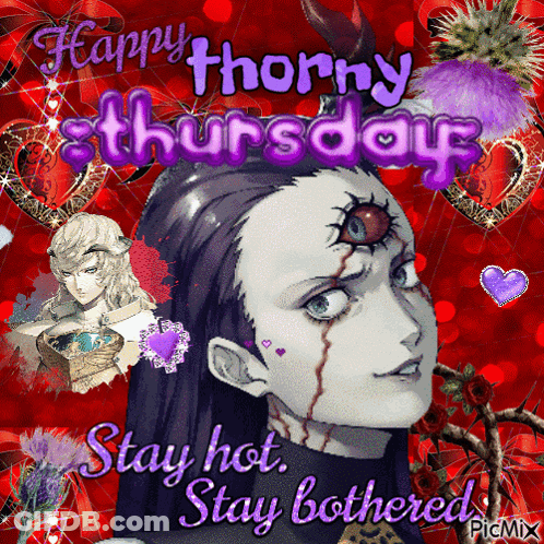 A Picture Of A Woman With A Third Eye And The Words Happy Thorny Thursday GIF
