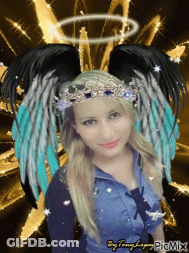 A Picture Of A Woman With Angel Wings And A Halo By Tony Lopey Picmix GIF