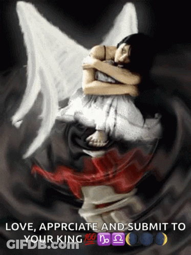 A Picture Of A Woman With Angel Wings And The Words Love Appreciate And Submit To Your King 100 GIF