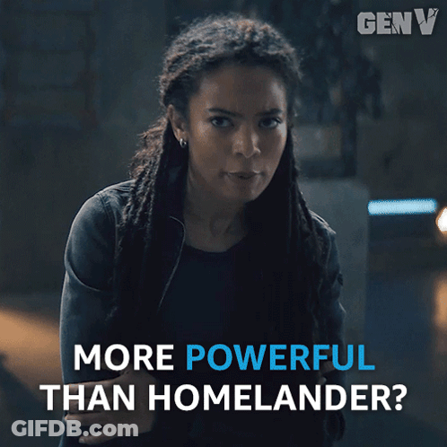 A Picture Of A Woman With Dreadlocks And The Words More Powerful Than Homelander GIF