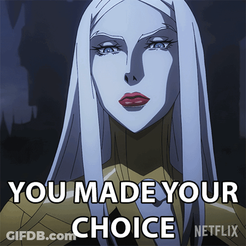 A Picture Of A Woman With Long White Hair And The Words You Made Your Choice Netflix GIF