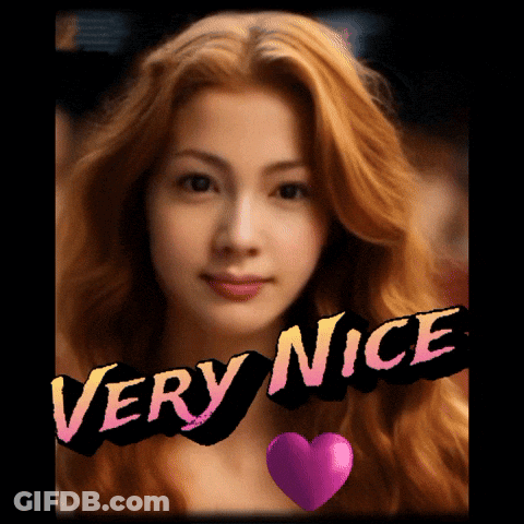 A Picture Of A Woman With Red Hair And The Words Very Nice Above Her GIF