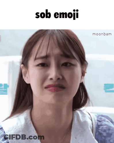 A Picture Of A Woman With Sob Emoji Written On The Bottom GIF