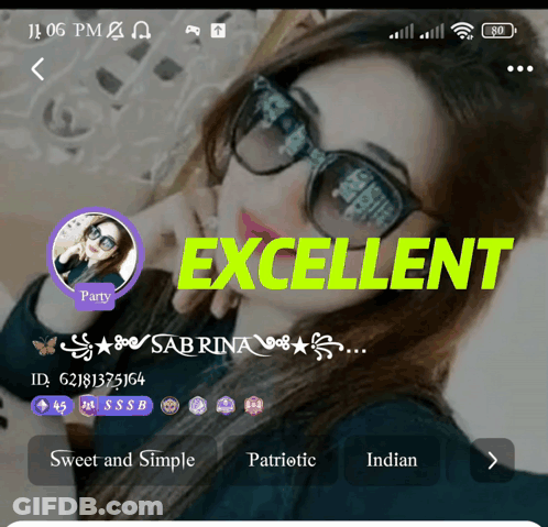 A Picture Of A Woman With Sunglasses And The Words Excellent On The Bottom GIF