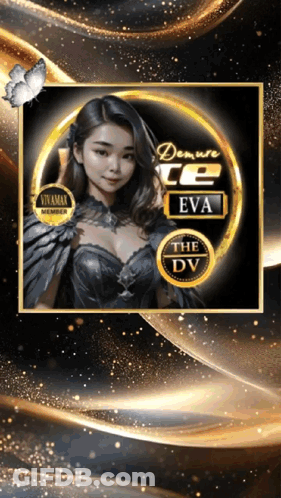 A Picture Of A Woman With The Name Eva On The Bottom Right GIF