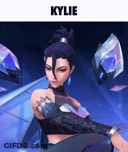 A Picture Of A Woman With The Name Kylie On The Bottom GIF