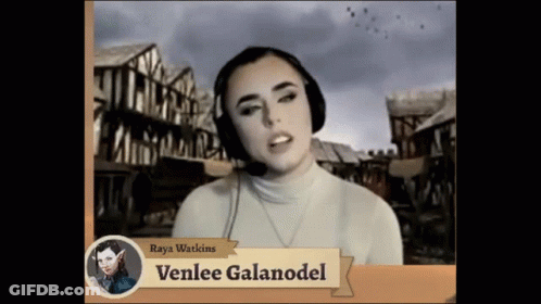 A Picture Of A Woman With The Name Venlee Galanodel On It GIF